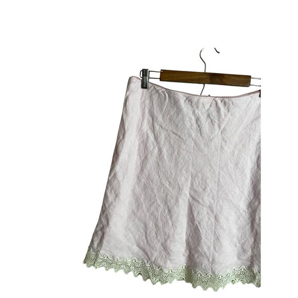 J.Crew Lace-Trim Slip Skirt in Linen Iced Strawberry Womans Large - Picture 7 of 14